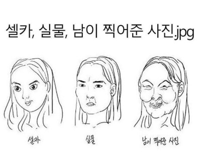 셀카, 실물, 남이 찍어준 사진의 차이